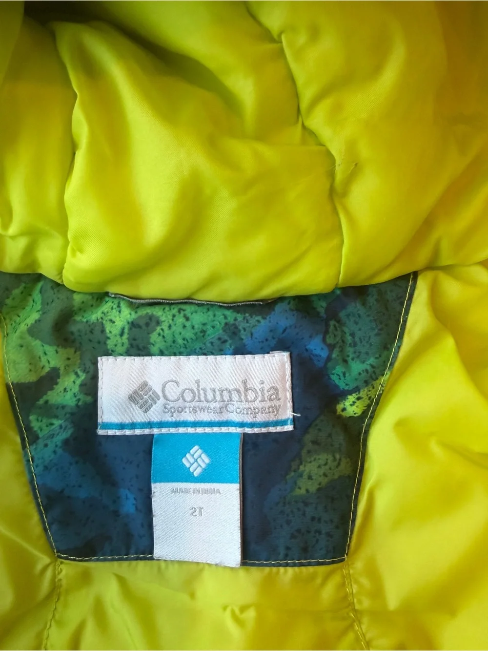 Columbia Blue, Teal & Neon Yellow Camo Hooded Jacket